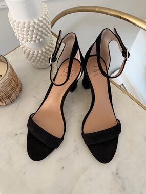 INC Classic Black Suede Ankle-Strap Heels-8